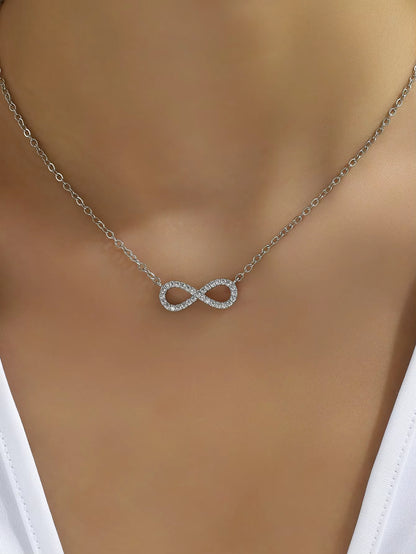 Elegant Infinity Pendant Necklace for Women - Timeless Zircon Jewelry Gift for Any Occasion