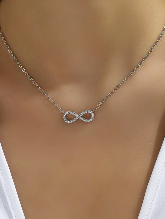 Elegant Infinity Pendant Necklace for Women - Timeless Zircon Jewelry Gift for Any Occasion